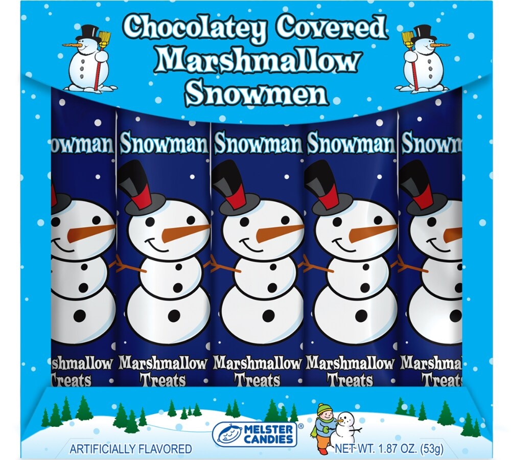 slide 1 of 1, Melster Candies Chocolatey Covered Marshmallow Snowmen, 1.87 oz