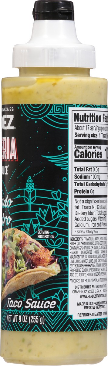slide 3 of 9, HERDEZ TAQUERIA STREET SAUCE Avocado Cilantro Mild, 9 oz