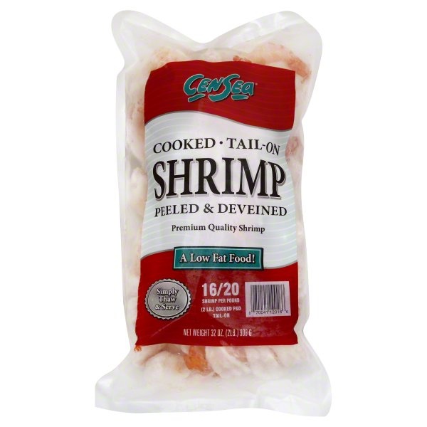 slide 1 of 1, CenSea Shrimp, Cooked P & D Tail-On, 32 oz