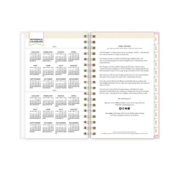 slide 5 of 5, 2024-2025 Day Designer Weekly/Monthly Planning Calendar, 3-5/8"" X 6-1/8"", Ticking Stripe Blush Frosted, July To June, 150522, 1 ct