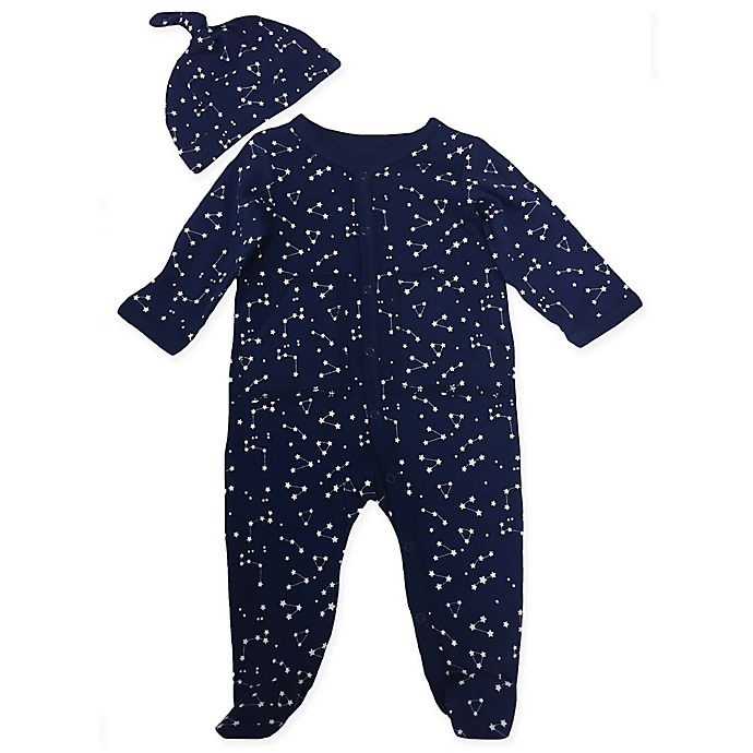 slide 1 of 1, Sterling Baby Newborn Constellations Footie and Hat Set - Navy, 2 ct