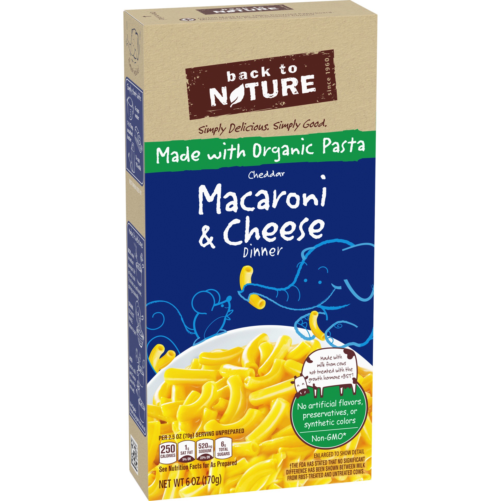 slide 4 of 11, Back to Nature Cheddar Macaroni & Cheese Dinner with Organic Pasta, 6 oz Box, 6 oz