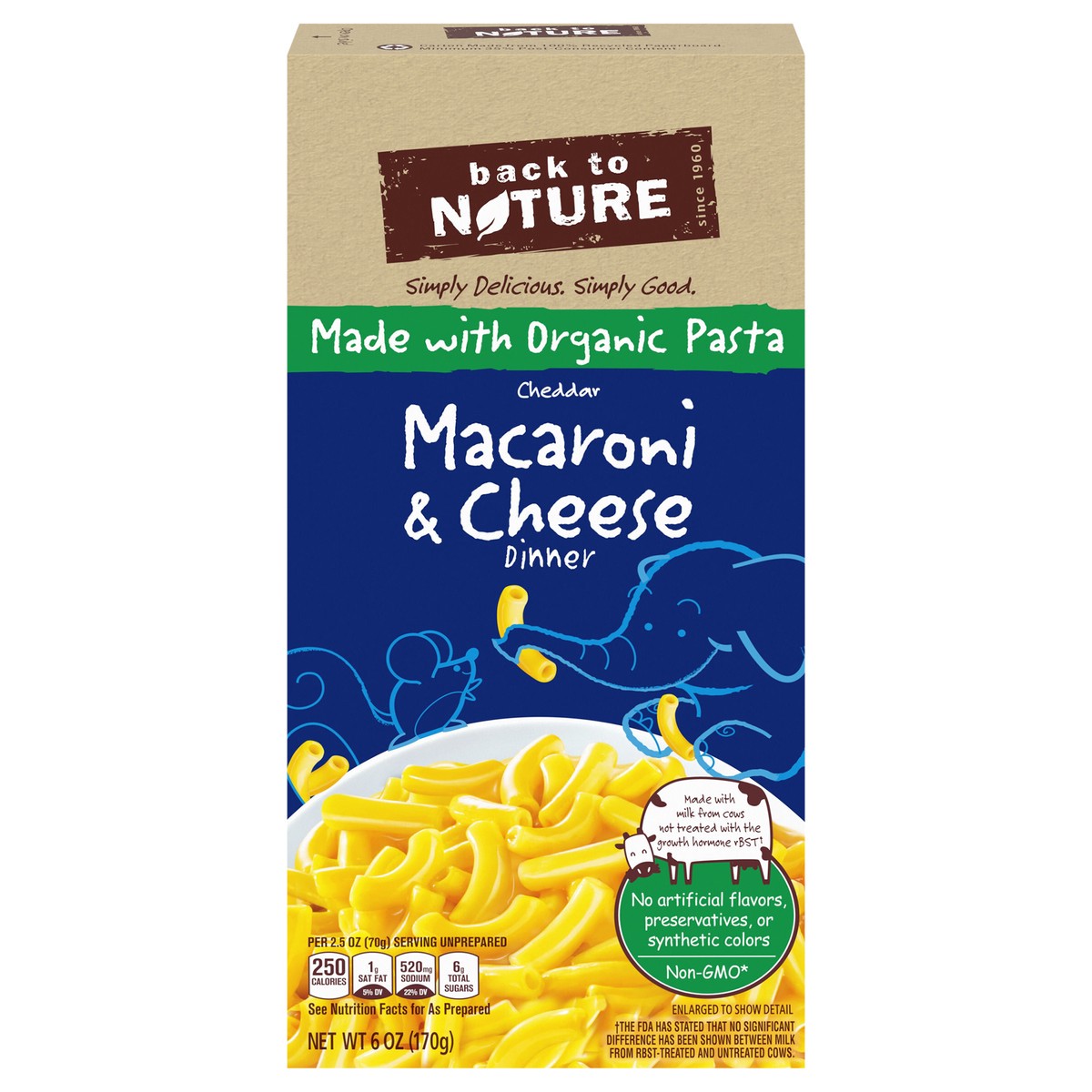 slide 1 of 11, Back to Nature Cheddar Macaroni & Cheese Dinner with Organic Pasta, 6 oz Box, 6 oz