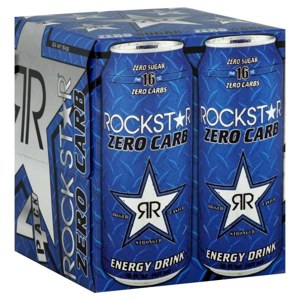 slide 1 of 1, Rockstar Energy Drink, Zero Carb, 4 ct