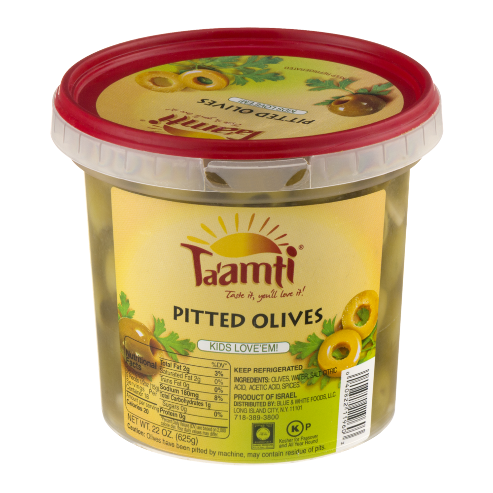slide 1 of 1, Ta'amti Pitted Olives, 22 oz