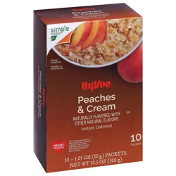 Hy-Vee Instant Oatmeal, Peaches & Cream 10-1.05 Oz