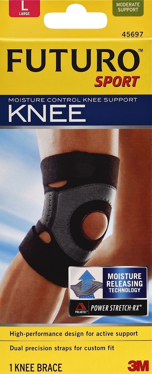 slide 5 of 6, Futuro Moisture Control Knee Support Brace, Black, Large, 1 ct