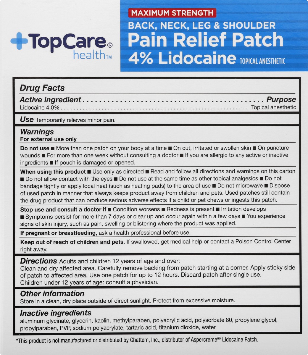 slide 9 of 11, TopCare Health Maximum Strength Pain Relief Patch 5 ea, 5 ct