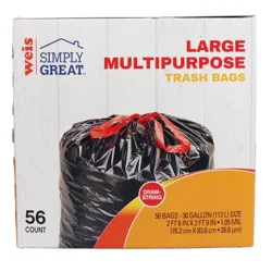 Weis Quality 30 Gallon Drawstring Large Multipurpose Trash Bags