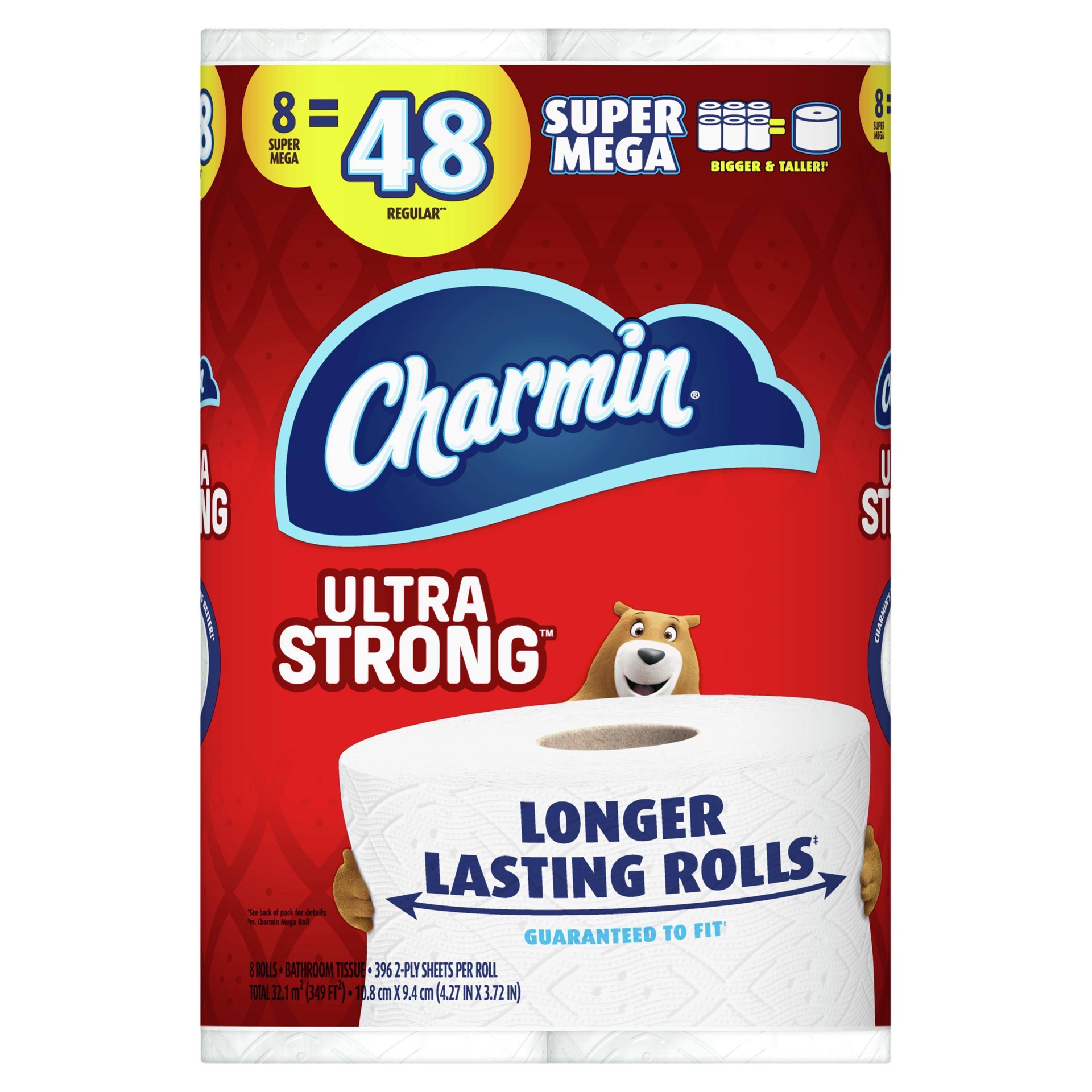 slide 1 of 4, Charmin Ultra Strong Toilet Paper Super Mega Rolls, 8 ct