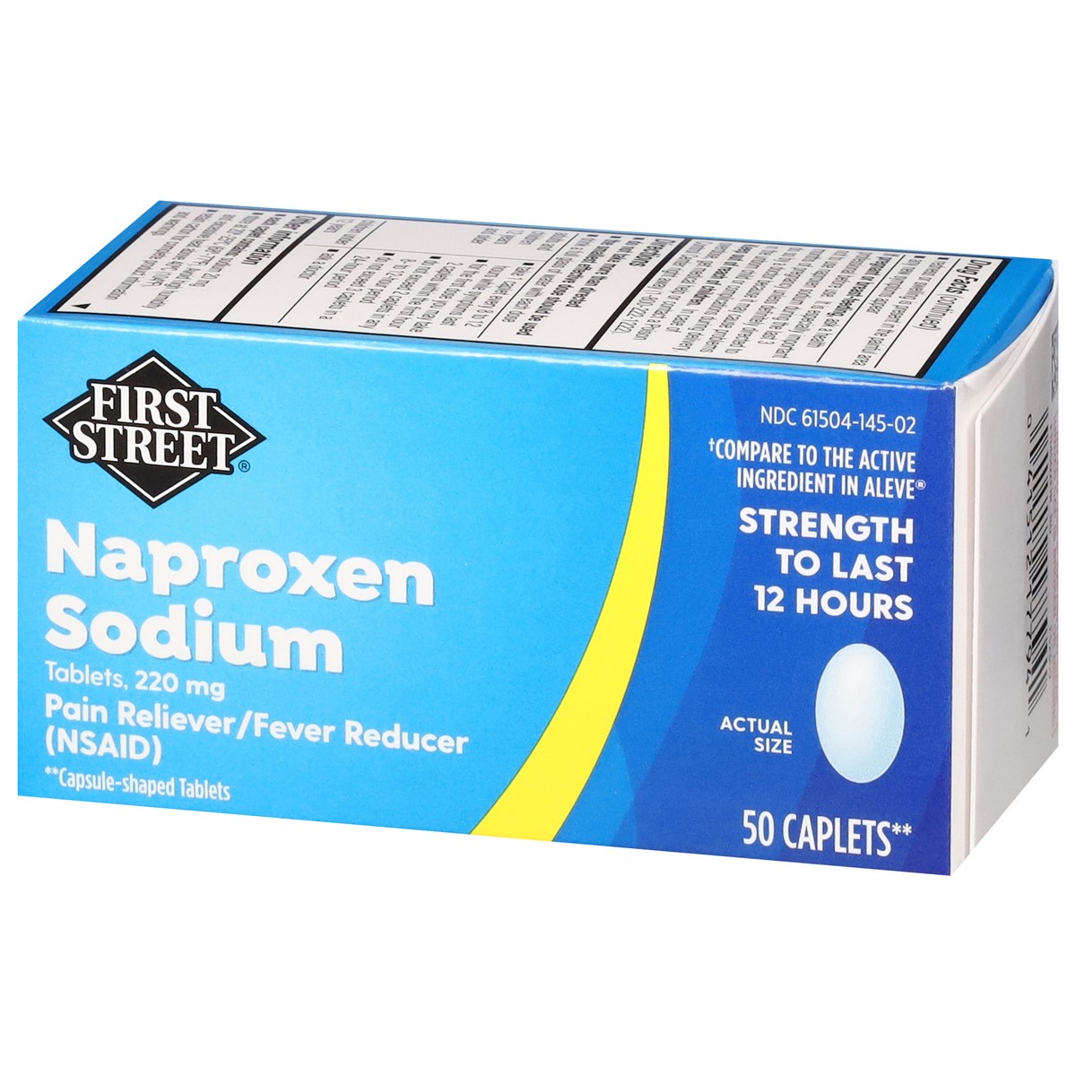 slide 5 of 13, First Street Fs Naproxen Sodium Caplets (Comp Aleve), 50 ct