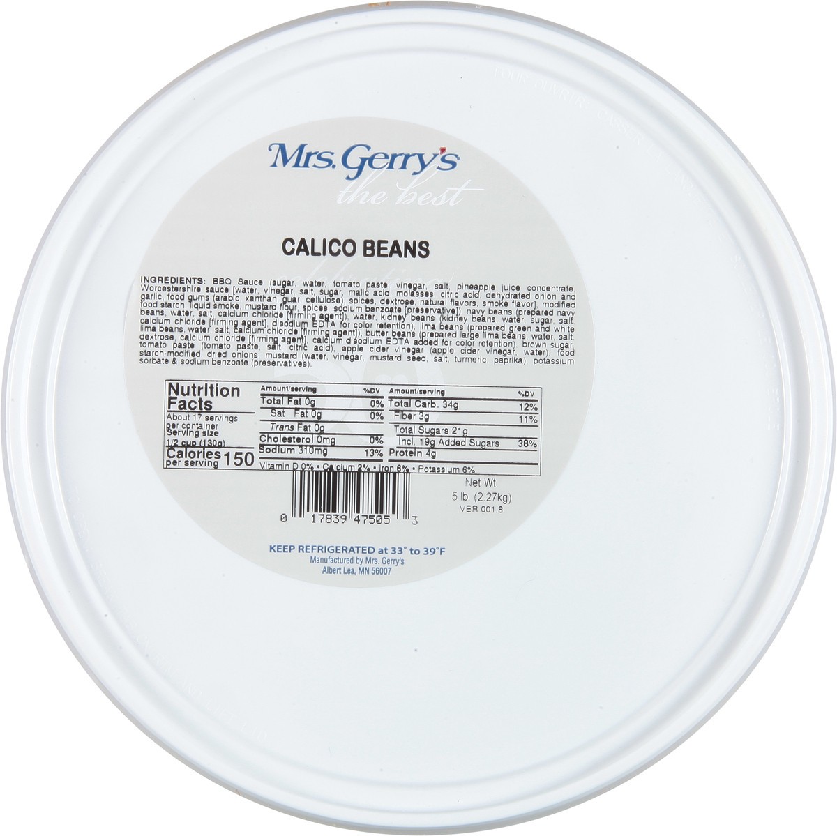 slide 13 of 13, Mrs. Gerry's Calico Beans 5 lb, per lb