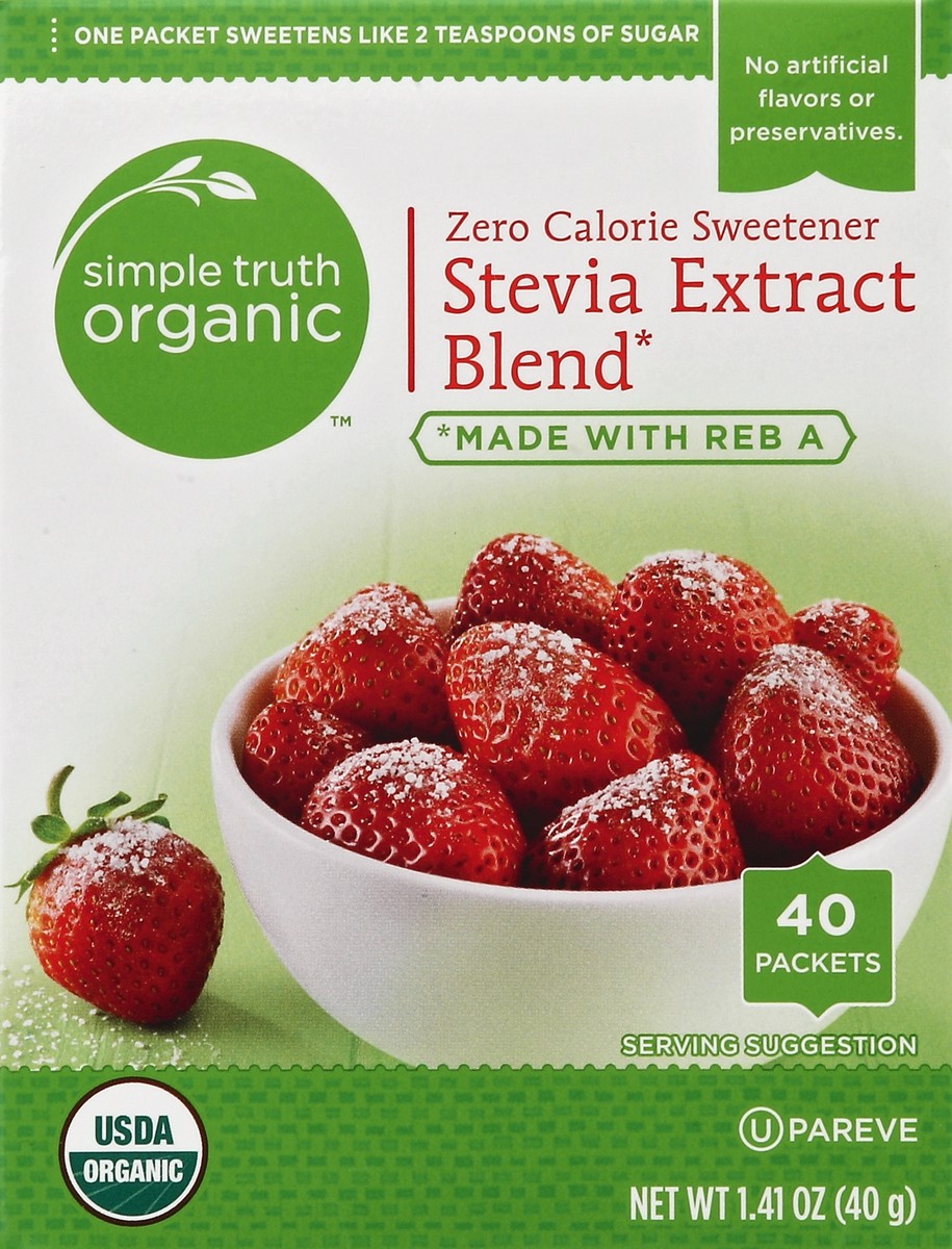 slide 1 of 5, Simple Truth Organic Stevia Extract Blend Zero Calorie Sweetener, 40 ct; 1.41 oz