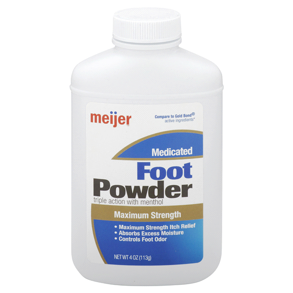 slide 1 of 1, Meijer Medicated Foot Powder, Maximum Strength, 4 oz
