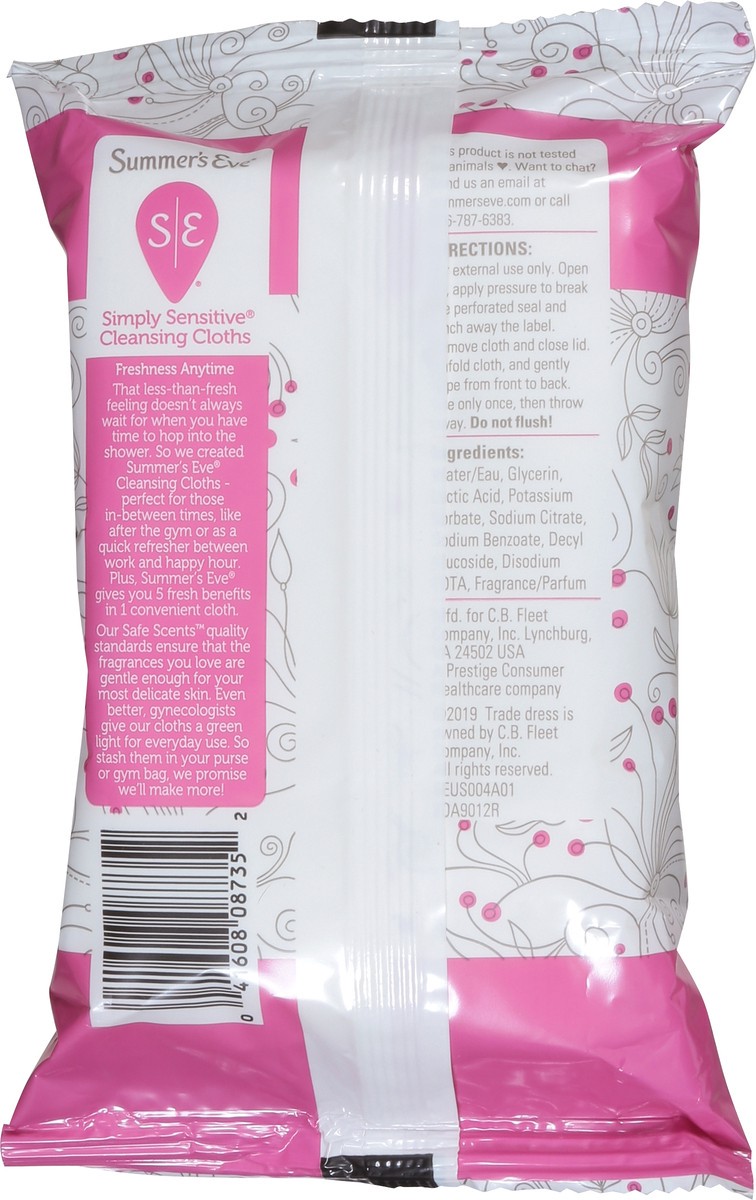 slide 5 of 9, Summer's Eve Simply Sensitive Daily Feminine Wipes, Removes Odor, pH Balanced, 32 count, 32 ct