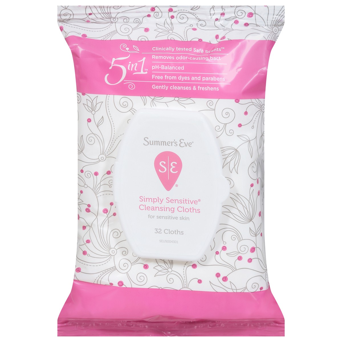 slide 1 of 9, Summer's Eve Simply Sensitive Daily Feminine Wipes, Removes Odor, pH Balanced, 32 count, 32 ct