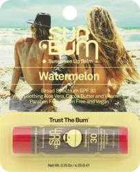 Sun Bum Broad Spectrum SPF 30 Watermelon Sunscreen Lip Balm 0.15 oz