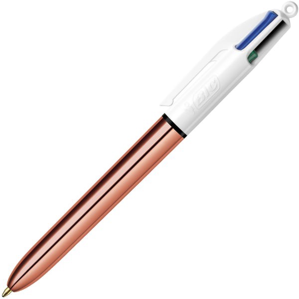 slide 5 of 5, Bic 4-Color Shine Retractable Ballpoint Pens, Medium Point, 1.0 Mm, Assorted Metallic Barrels, Assorted Ink Colors, Pack Of 3 Pens, 3 ct
