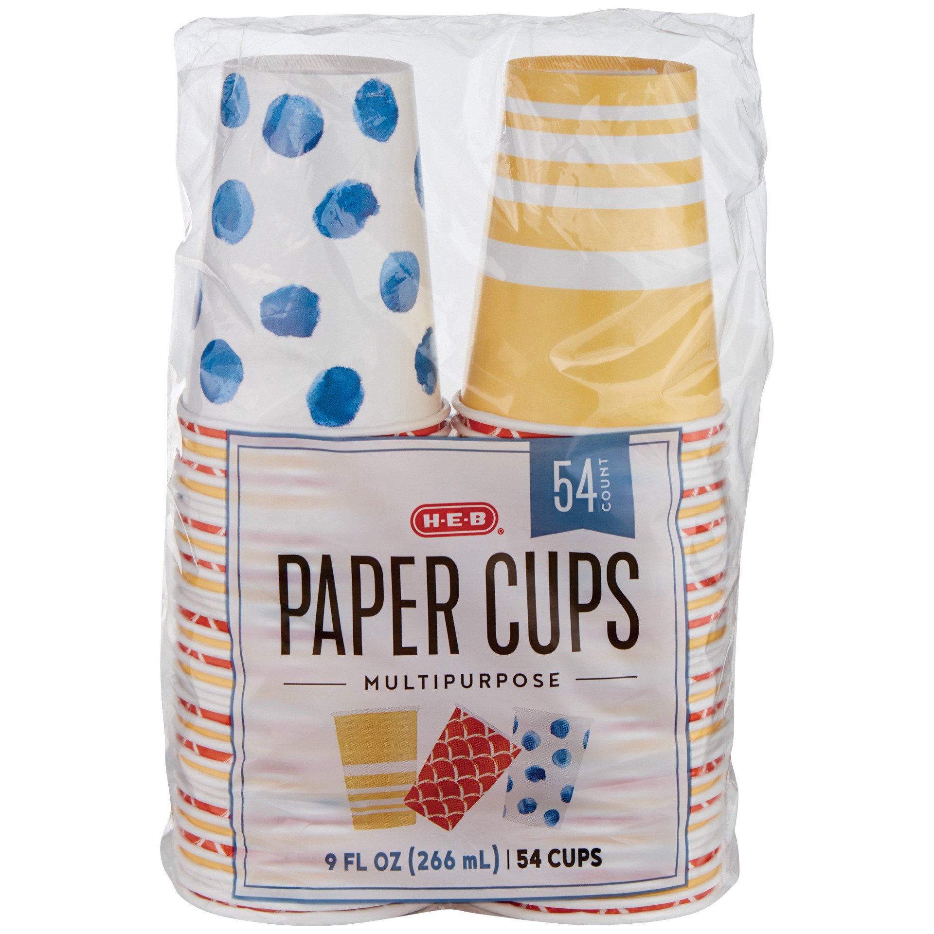 slide 1 of 1, H-E-B 9 oz Paper Cups, 54 ct