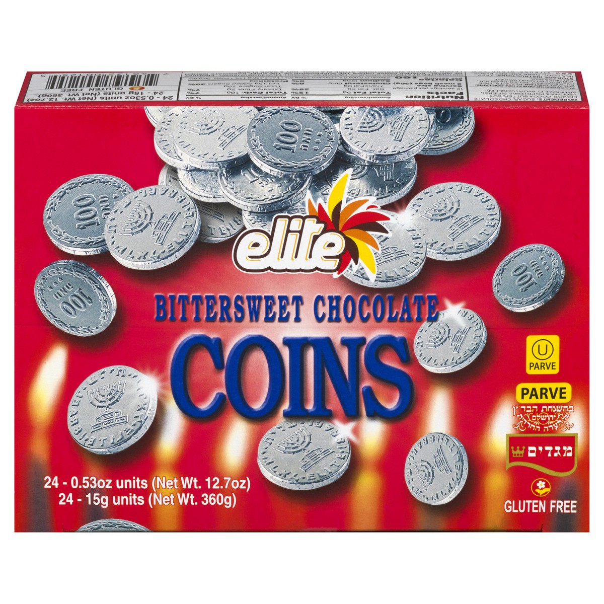 slide 1 of 10, Elite Chocolate Coins Bittersweet, 1 ct