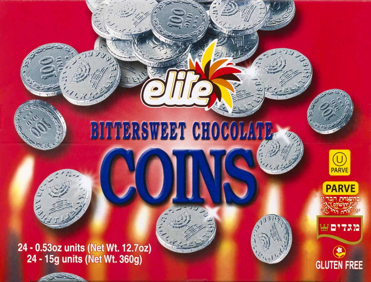 slide 9 of 10, Elite Chocolate Coins Bittersweet, 1 ct