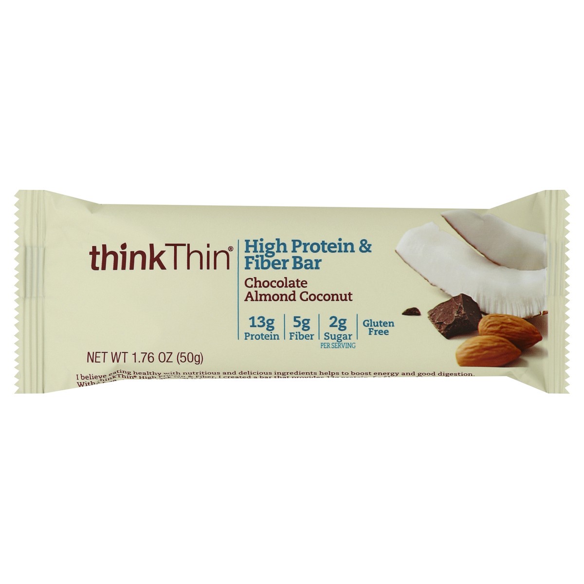 slide 4 of 6, thinkThin High Protein & Fiber Bar 1.76 oz, 1.76 oz