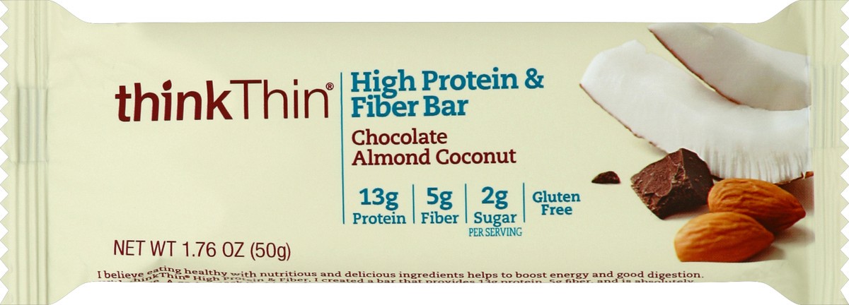 slide 1 of 6, thinkThin High Protein & Fiber Bar 1.76 oz, 1.76 oz