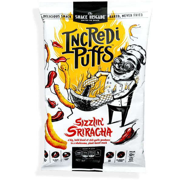 slide 1 of 1, The Snack Brigade Sizzlin' Sriracha IncrediPuffs, 6 oz