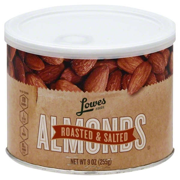 slide 1 of 1, Lowes Foods Almonds Roasted & Salted, 9 oz