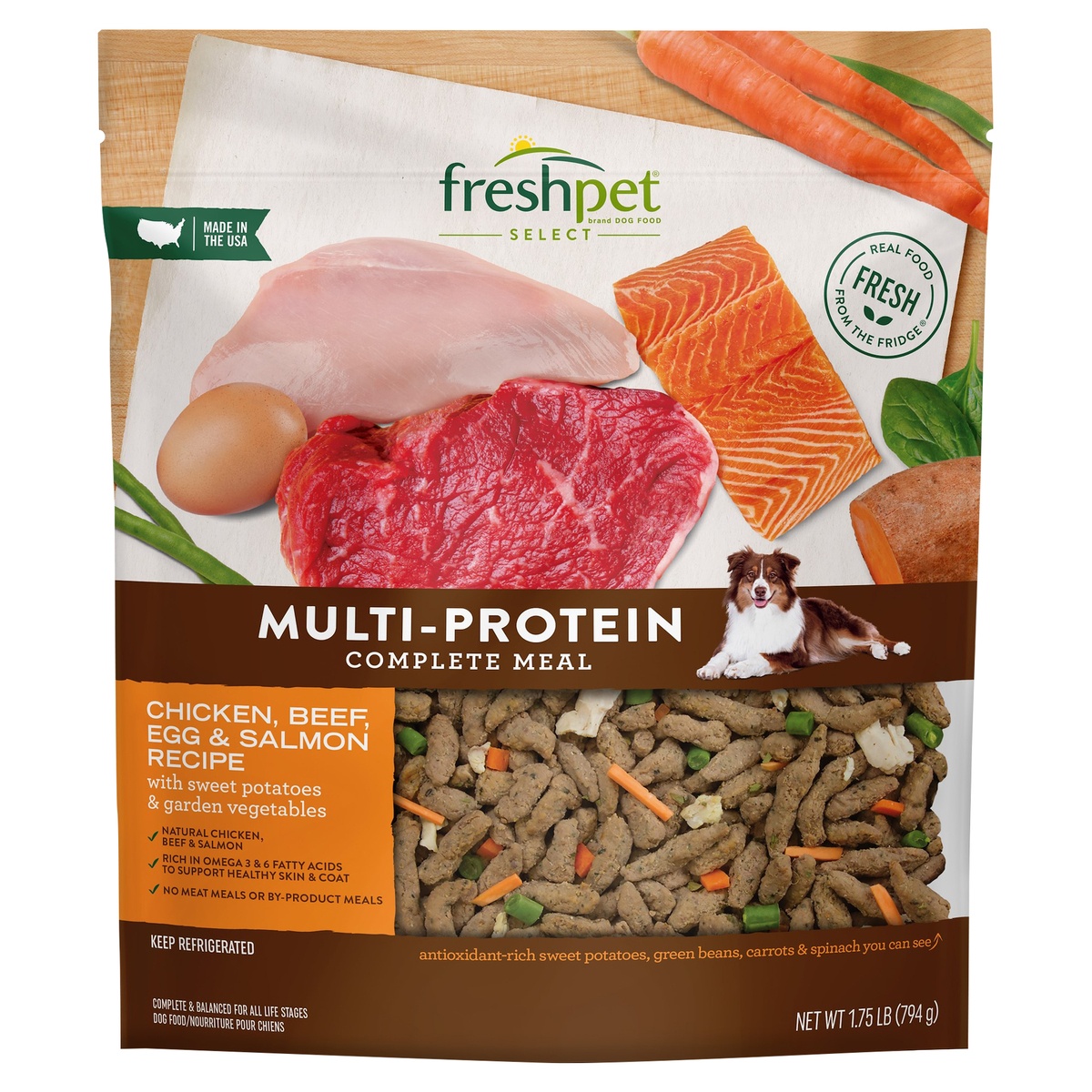 slide 1 of 1, Freshpet Healthy & Natural Dog Food, Fresh Multiprotein Recipe, 1.75 lb