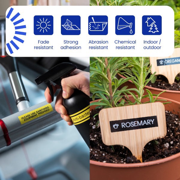 slide 7 of 8, Brother P-touch TZe2512PK, Laminated, ~1"" x 26.2 ft (24mm x 8m), Black on White Label Tape, 26.2 ft