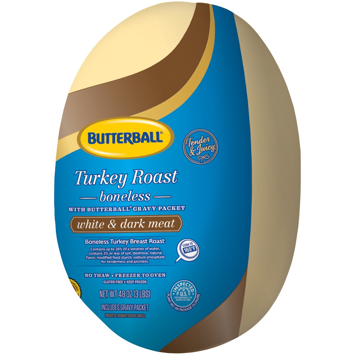 slide 9 of 9, Butterball Turkey Breast Roast, White & Dark Meat, Boneless with Gravy Pack, Frozen, 48 oz
