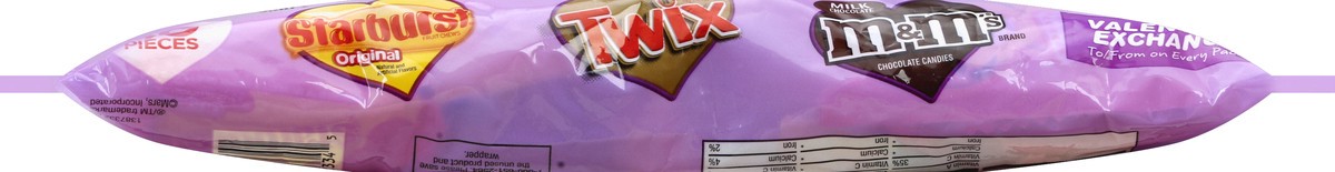 slide 3 of 6, Mixed M&M'S, STARBURST & TWIX Valentine Exchange Fun Size Candy Variety Mix, 13.5-Ounce 30-Count, 13.5 oz