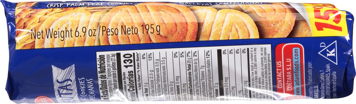 slide 11 of 13, Cuétara Crisp Palm Leaf Cookies 6.9 oz, 6.8 oz