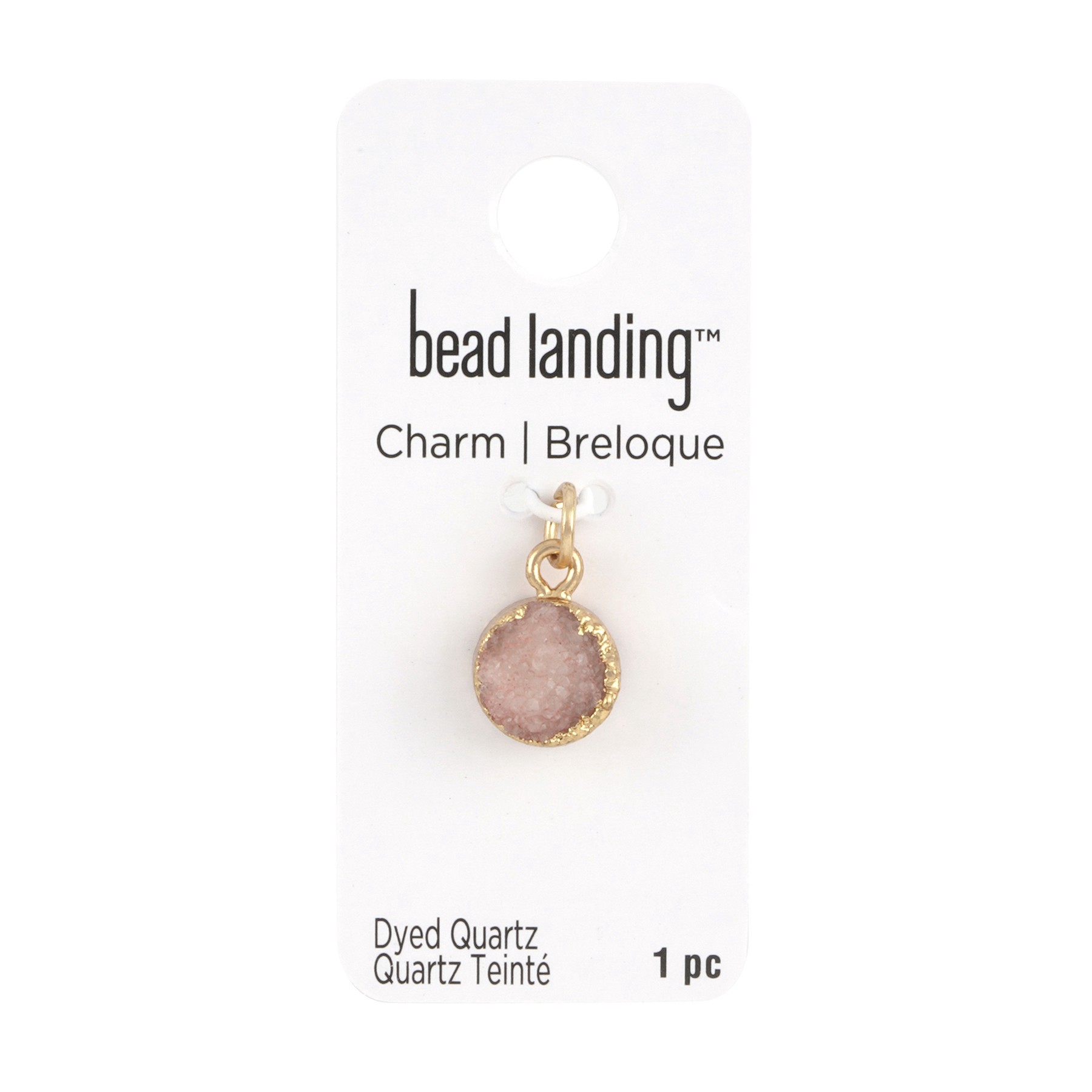 slide 2 of 3, Round Blush Dyed Quartz Charm By Bead Landing, 10 mm charm diameter
