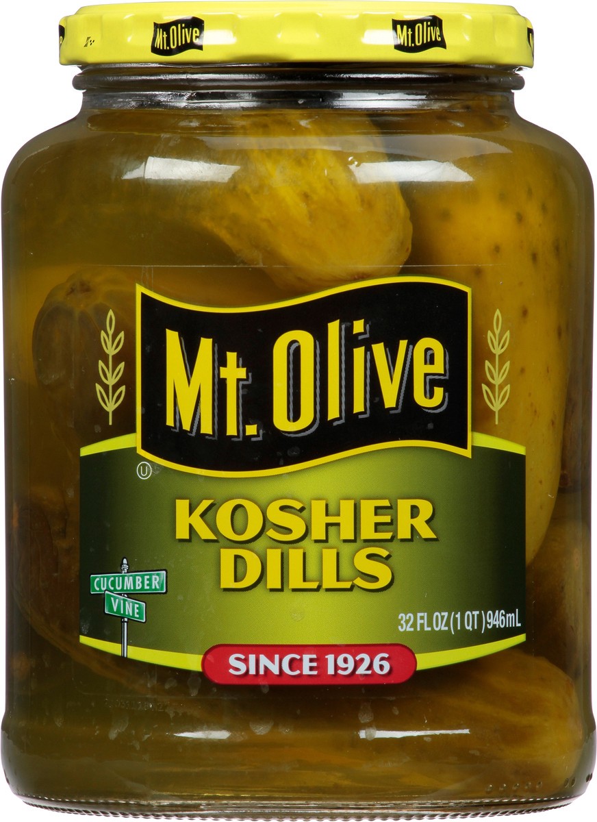 slide 1 of 6, Mt. Olive Kosher Dills Pickles 32 fl oz Jar, 1 qt