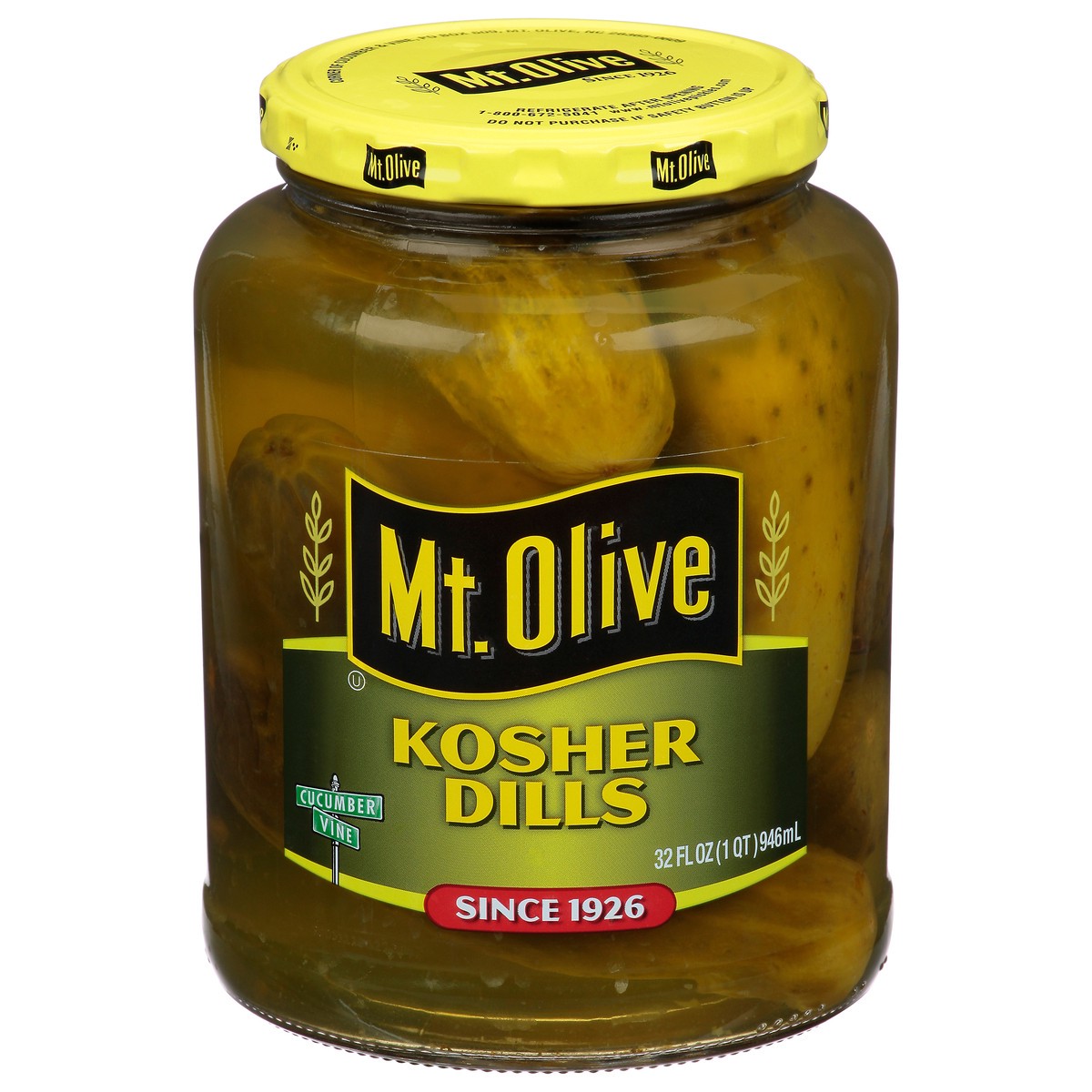 slide 1 of 6, Mt. Olive Kosher Dills Pickles 32 fl oz Jar, 1 qt