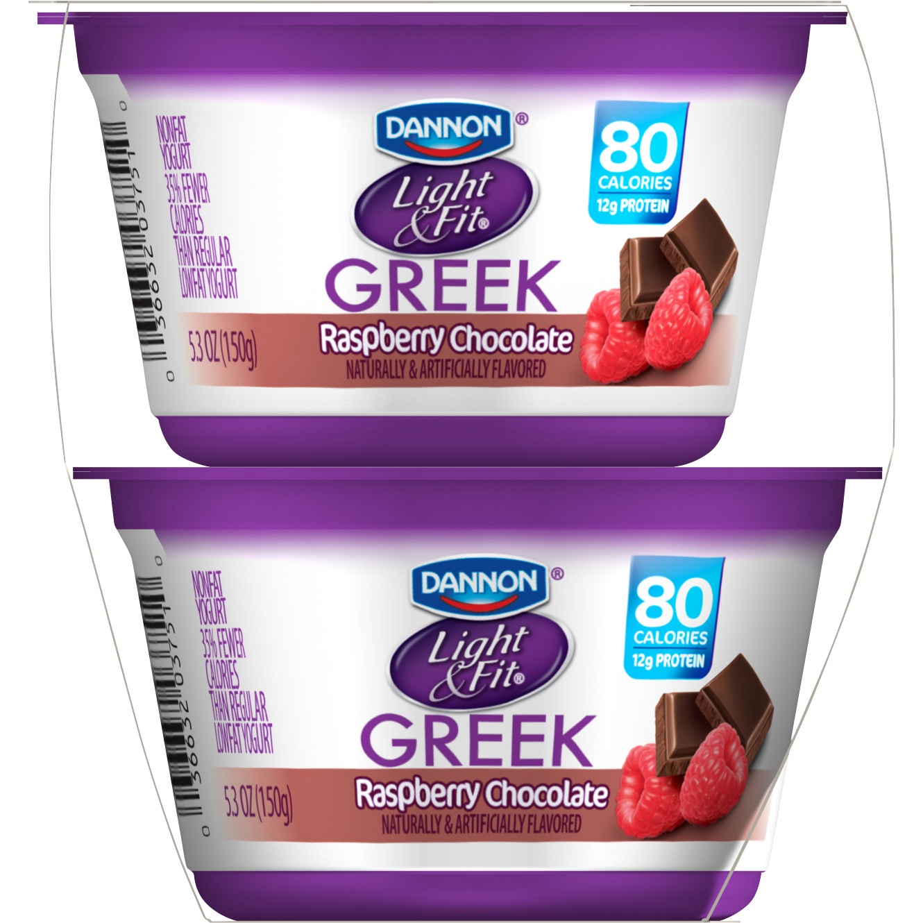 slide 2 of 2, Dannon Light & Fit Greek Blends Raspberry Chocolate, 4 ct; 5.3 oz