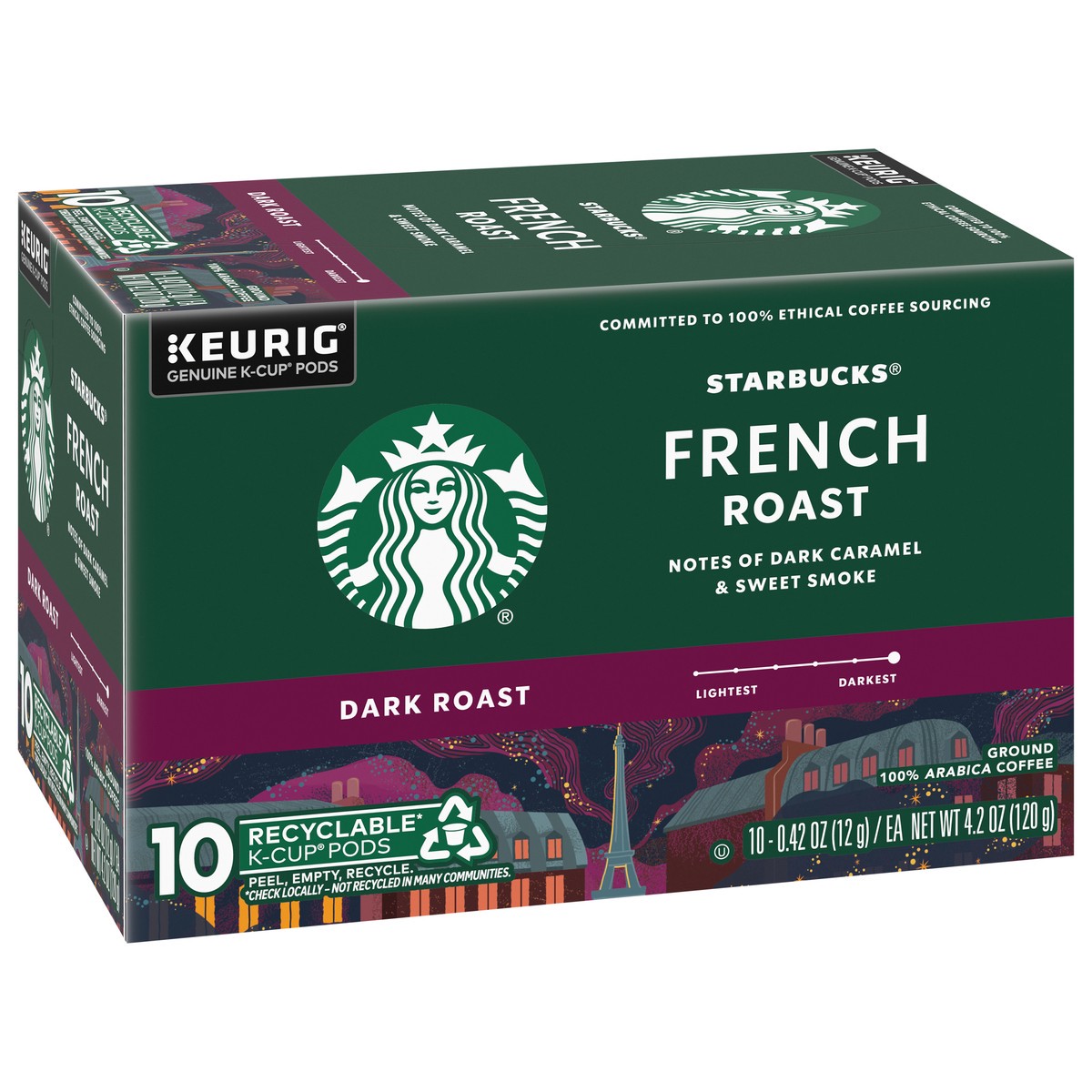 slide 12 of 14, Starbucks K-Cup Coffee Pods—Dark Roast Coffee—French Roast—100% Arabica—1 box (10 pods), 10 ct