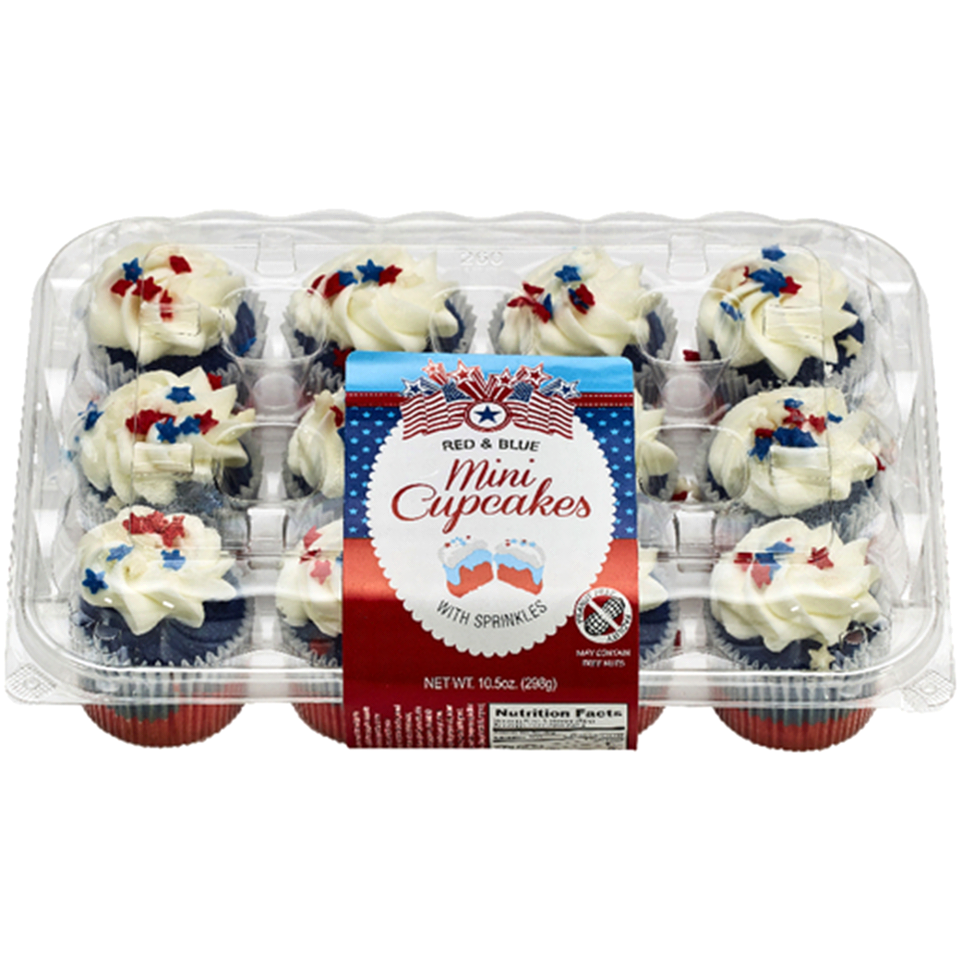 slide 1 of 1, La Brees Bakery Red & Blue Mini Cupcake, Two Tone Patriotic, 12 ct