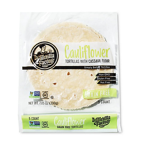 slide 1 of 1, La Tortilla Factory Cauliflower Cassava Flour Gluten Free Tortillas, 5 ct