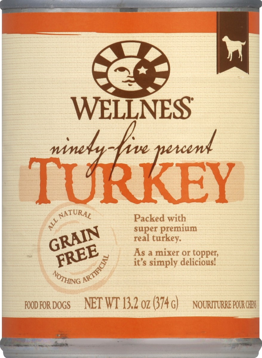 slide 3 of 3, Wellness 95% Turkey Natural Wet Grain Free Canned Dog Food, 13.2-Ounce Can (Pack of 12), 1 ct