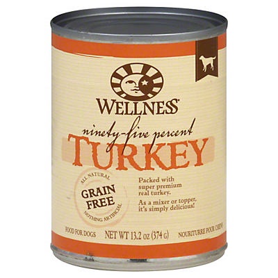slide 1 of 1, Wellness 95% Canned Turkey Dog Food, 13.2 oz