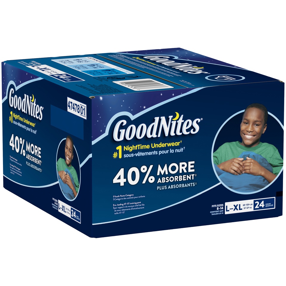 slide 2 of 3, GoodNites Bedwetting Underwear For Boys L-XL, 24 ct