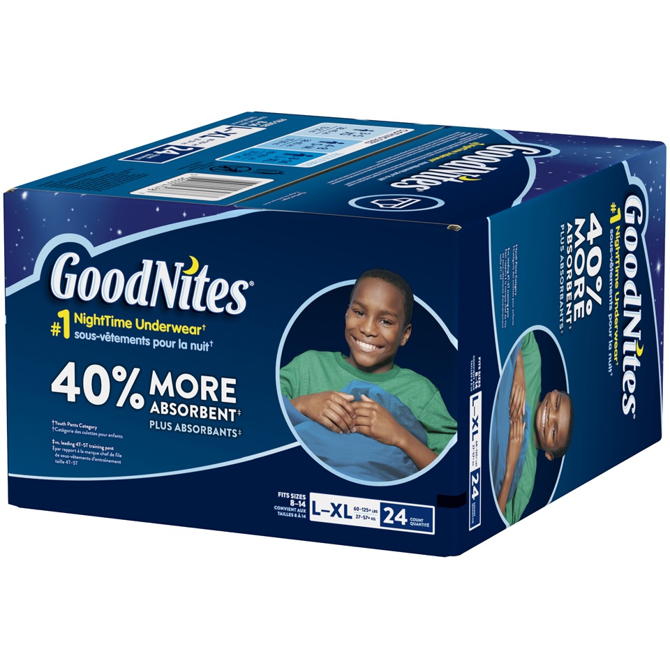 slide 3 of 3, GoodNites Bedwetting Underwear For Boys L-XL, 24 ct