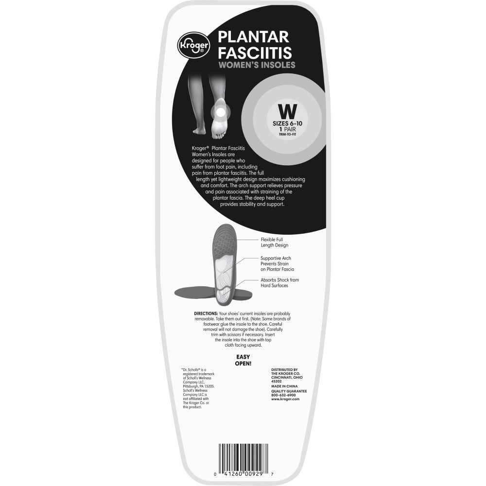 slide 2 of 2, Kroger Plantar Fasciitis Women's Insoles Pair, 6 ct 10