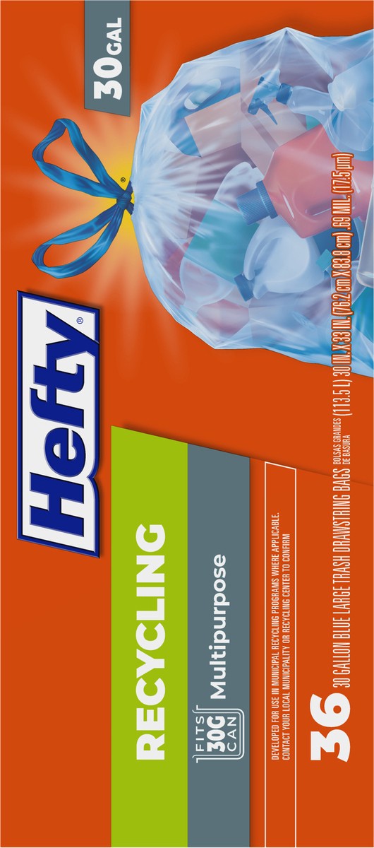 slide 6 of 9, Hefty 30 Gallon Blue Drawstring Bags Large 36 ea, 36 ct