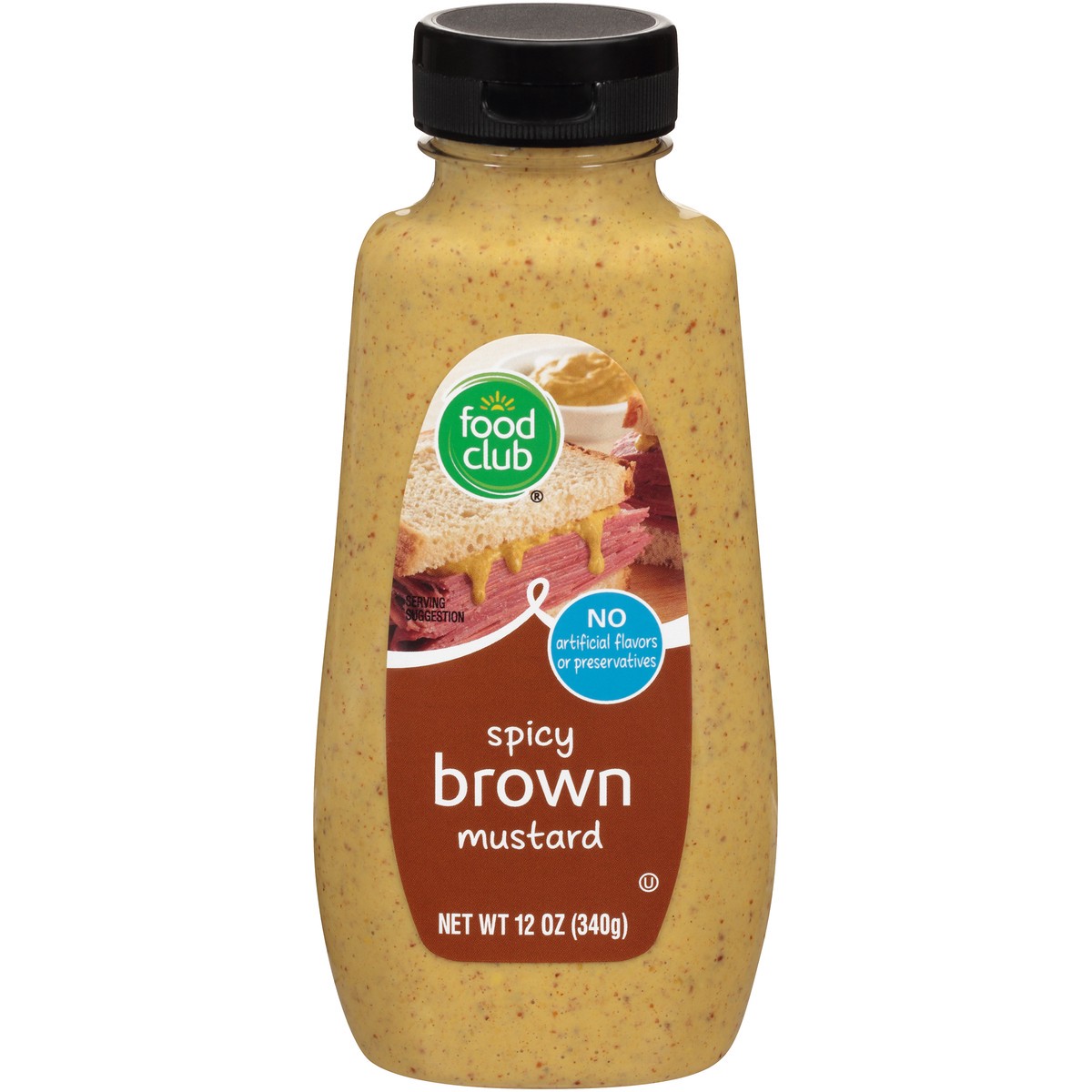 slide 1 of 9, Food Club Spicy Brown Mustard, 12 oz