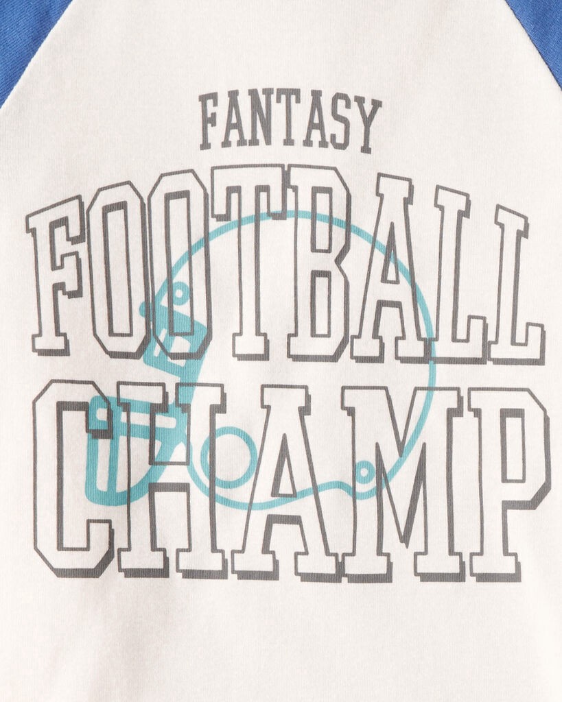 slide 2 of 3, Carter's Boys Football Print 100% Cotton Long-Sleeve 4-Piece Pajamas - White/Blue Blue/Grey 4, 4 pc