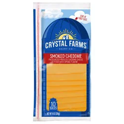 Crystal Farms Pasteurized Process Smoked Cheddar Sliced Cheese, 8 oz, 10 count